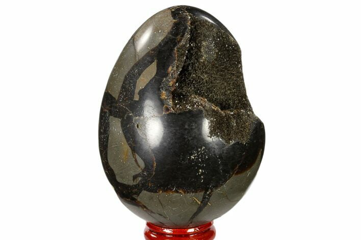 Septarian Dragon Egg Geode - Black Crystals #118702